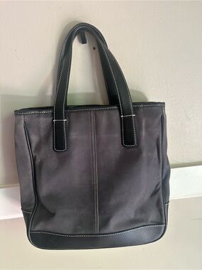 Vintage Coach "Hamptons" Black Leather Lunch Tote Handbag